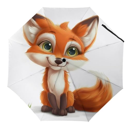 Tilivyx Regenschirme Niedlicher Fuchs Automatischer Faltschirm Uv-Sonnenschutz Regenschirme Tragbarer Regenschirm von Tilivyx