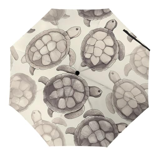 Tilivyx Regenschirme Schildkröten-Muster Automatischer Faltschirm Uv-Sonnenschutz Regenschirme Tragbarer Regenschirm von Tilivyx