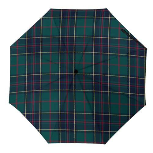 Tilivyx Regenschirme Tartan Plaid Automatischer Faltschirm Uv-Sonnenschutz Regenschirme Tragbarer Regenschirm von Tilivyx