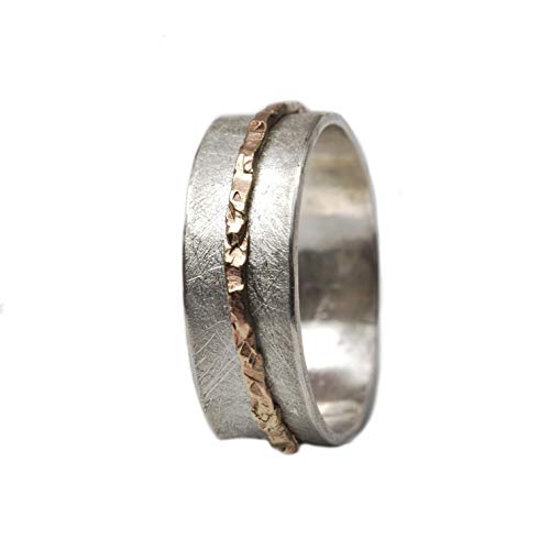 Matter Silberring Drehring mit Gold Größen 57 (18.1) von Tiljon