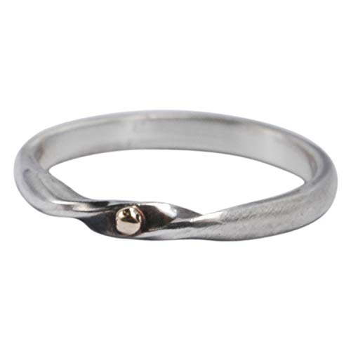 Tiljon Schmaler Silberring mit goldenem Punkt Größen 56 (17.8) von Tiljon