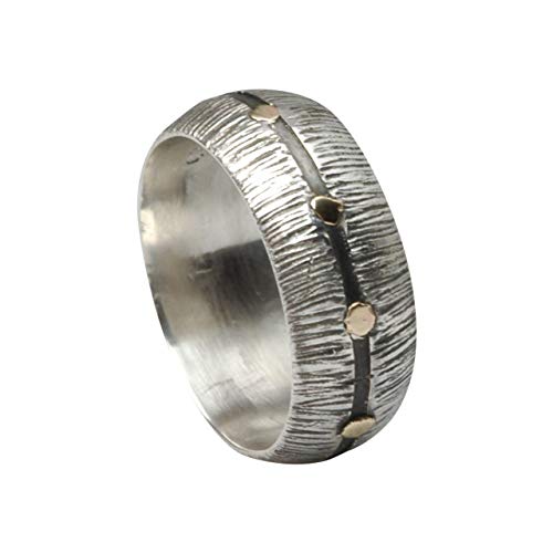 Strukturierter Bicolor Ring 925er Silber 375 Gold Größen 57 (18.1) von Tiljon