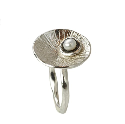 Tiljon Ausgefallener Perlen-Ring aus 925er Silber in Muschelform Größen 57 (18.1) von Tiljon