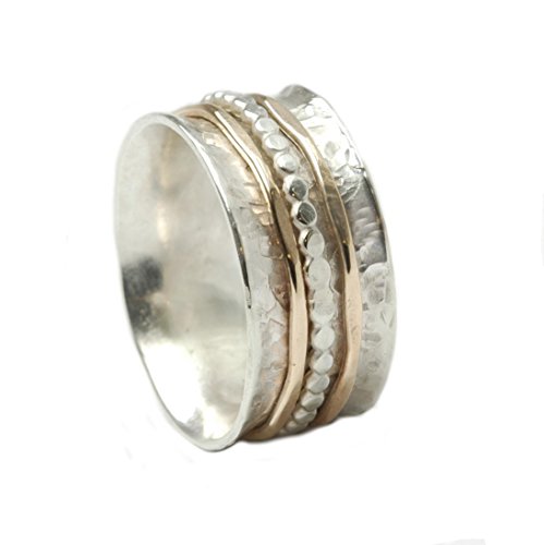 Tiljon Bicolor Ring 925er Silber mit drehbaren Schienen aus Silber und 333er Gold, ca. 0,9 cm breit (50 (15.9)) von Tiljon