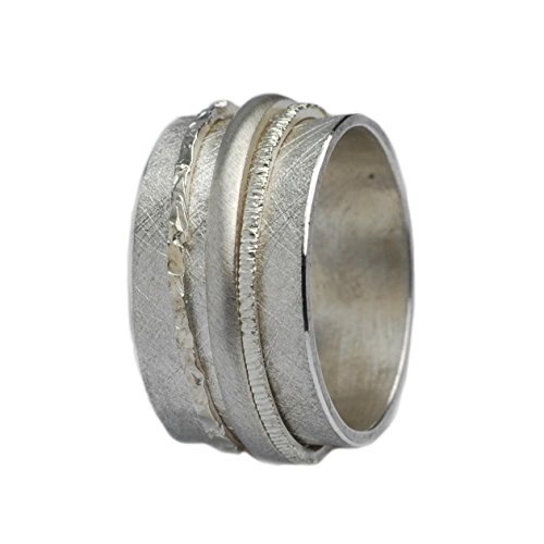 Tiljon Breiter matter Ring 925er Silber mit drehbaren Ringschienen RingSize 50 (15.9) von Tiljon