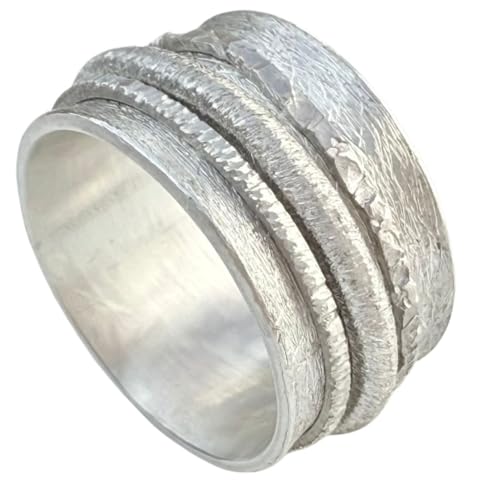 Tiljon Breiter matter Ring 925er Silber mit drehbaren Ringschienen RingSize 66 (21.0) von Tiljon