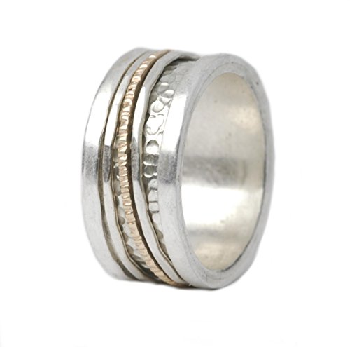 Tiljon Designer Ring Silber-Gold mit drei drehbaren Ringschienen Ringgröße 58 (18.5) von Tiljon