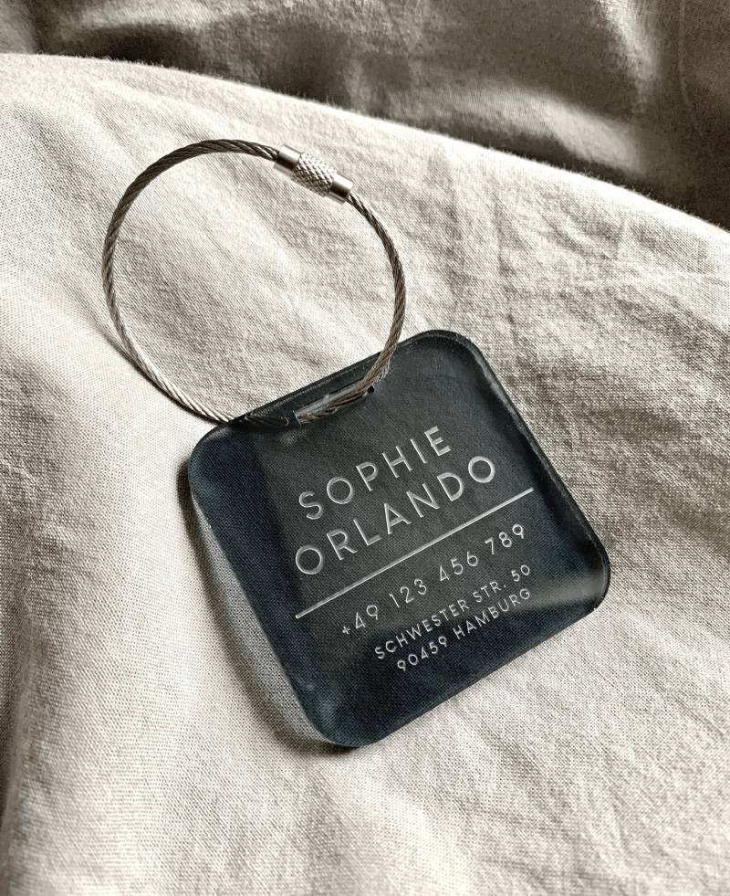 Personalisierter Transluzenter Acryl-Gepäckanhänger Graviertes Reisegeschenk von TilloStudioShop