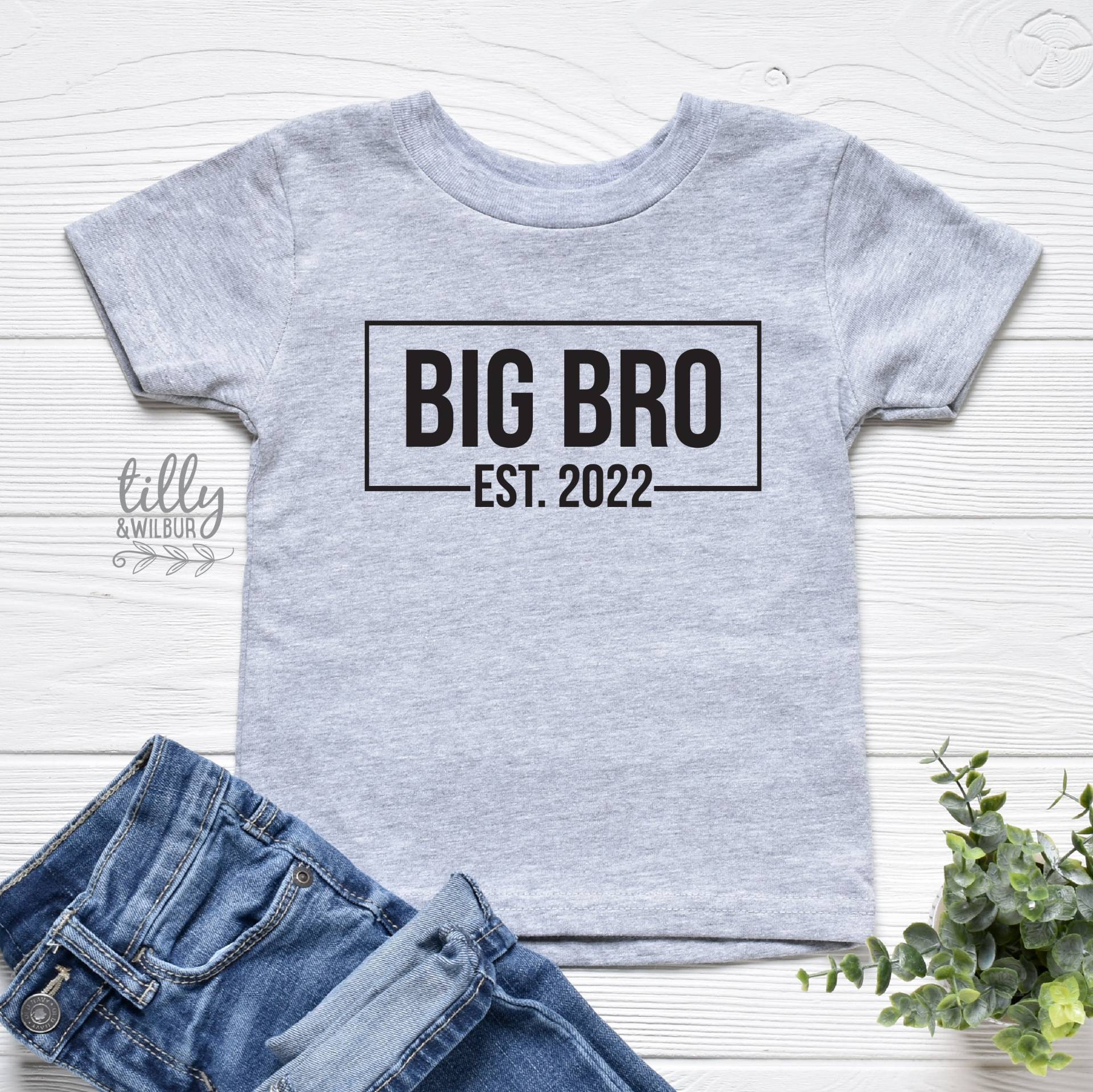 Big Brother T-Shirt, Bro Est, Zum T-Shirt Befördert, Personalisiertes Datum, Ich Werde Ein Großer Bruder Sein, Schwangerschaftsankündigung Big Brother T-Shirt, Bro Est, Zum T-Shirt Befördert, Personalisiertes Datum, Ich Werde Ein Großer Bruder Sein, Schwangerschaftsankündigung von TillyAndWilbur