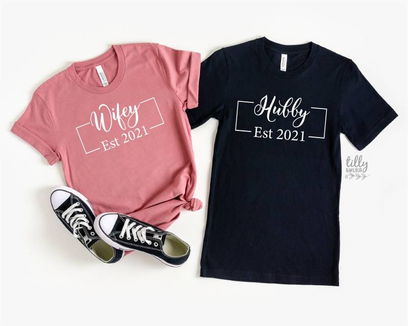 Herr Und Frau Passende T-Shirts, Ehemann Brautpaar Flitterwochen Hochzeitsgeschenk, Seine Ihre Kleidung von TillyAndWilbur