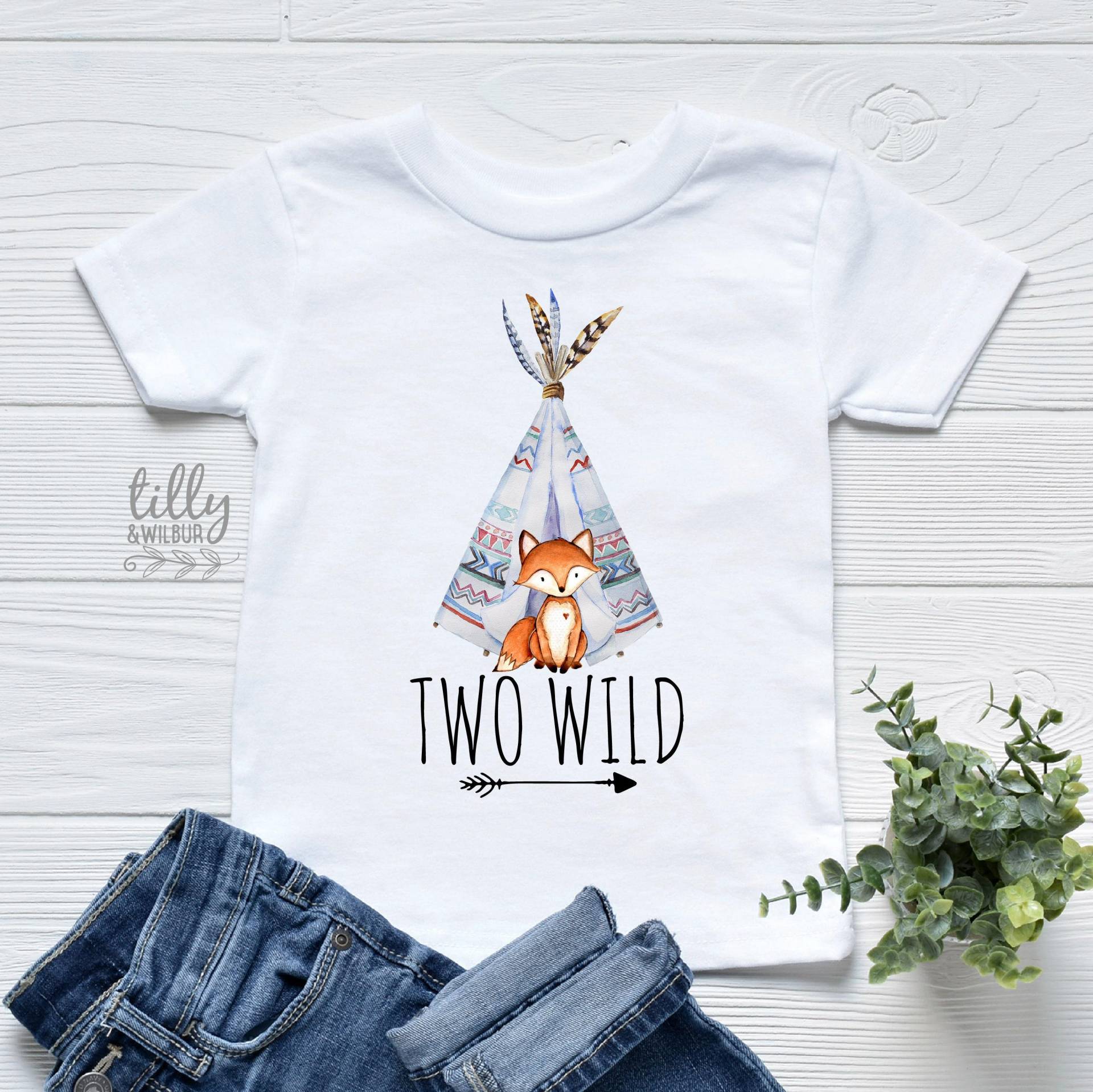 Zwei Wilde Geburtstag T-Shirt, 2. Zwei Geburtstagsparty Boho Design, Waldtier Thema Zwei Wilde Geburtstag T-Shirt, 2. Zwei Geburtstagsparty Boho Design, Waldtier Thema von TillyAndWilbur