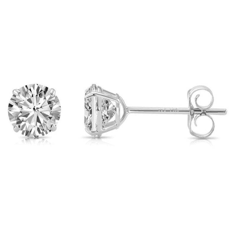 14K Massiv Weißgold Korb Set Runde Cz Ohrstecker, Schmetterling Push Back Sleeper Simulierte Diamant Unisex, Von Tilo von TiloJewelry