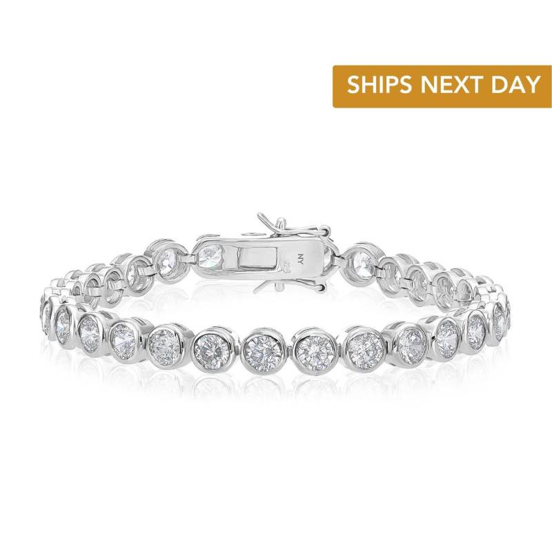 Classic Bezel Set Simulierte Diamant Tennis Armband in Sterling Silber, Erhältlich 5 Größen, 18, 8 cm Armband, Von Tilo Jewelry von TiloJewelry
