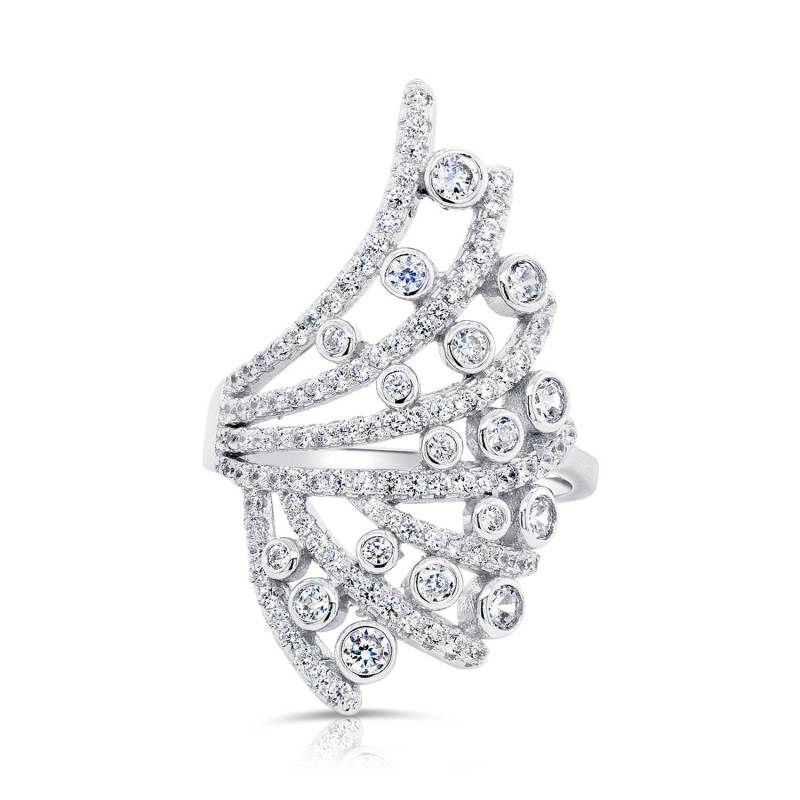 Cocktailring, Sterlingsilber-Cz-Ring, Modering, Simulierter Diamantring von TiloJewelry