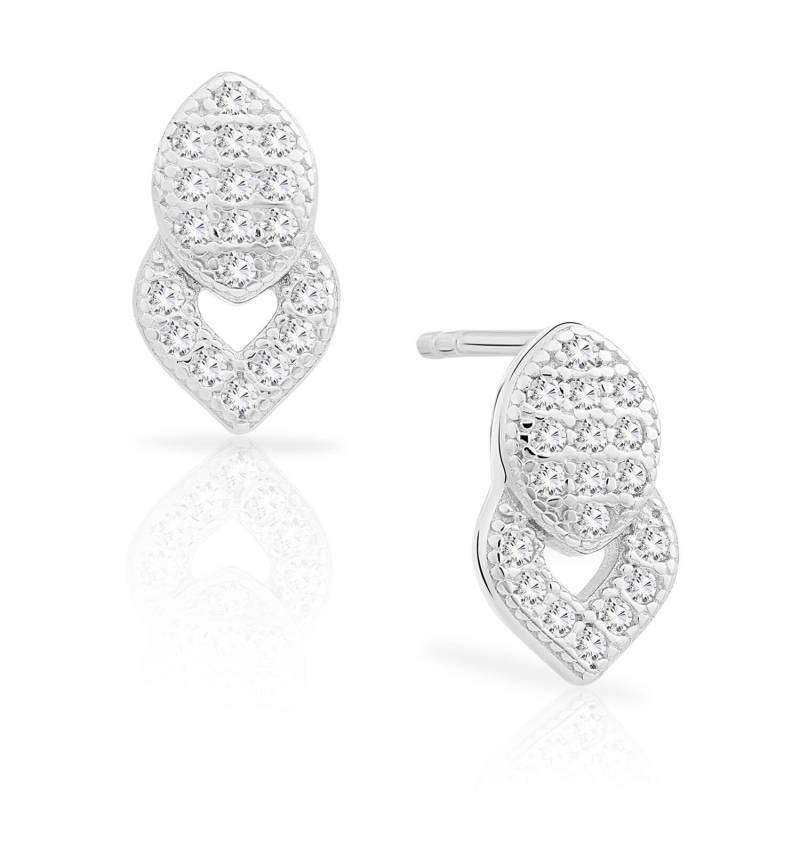 Doppel Teardrop Ohrringe, Pave Cz Ohrstecker in Sterling Silber, Kleine von TiloJewelry