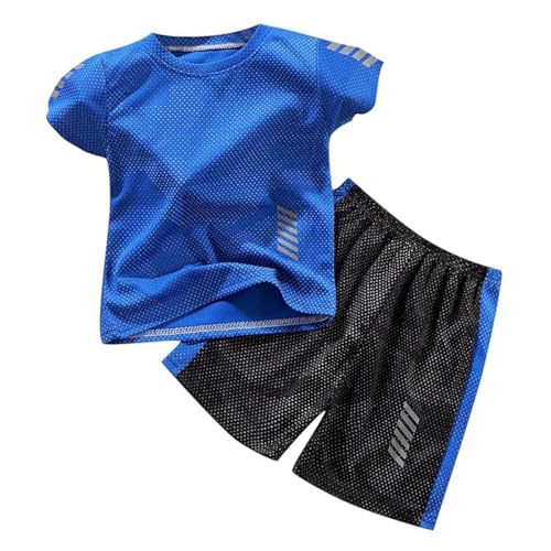 Tilozs Kinder Trainingsanzug Jungen Set 2-Teilig Jogginganzug Sommer Schnelltrockend Casual Klamotten, Blau, 146(Herstellergröße: 150) von Tilozs