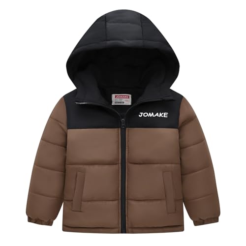 Tilozs Kinder Winterjacke Jungen Steppjacke Verdickt Warm Outdoor Wintermantel Winddichte Kapuzenjacke Kapuzenparka, Braun, 134-140(Herstellergröße:140) von Tilozs