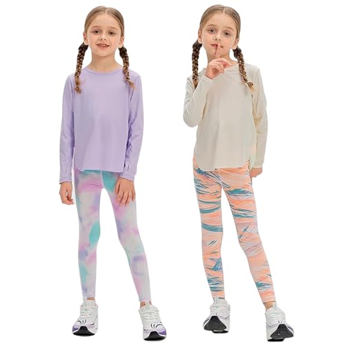 Tilozs Leggings Mädchen Weich Elastisch Basic Sporthose Tanz Yoga Blickdichte Hose High Waist Lang Sportsleggins Fitness Bunte Turnhose, 122-128(Herstellergröße:130) von Tilozs
