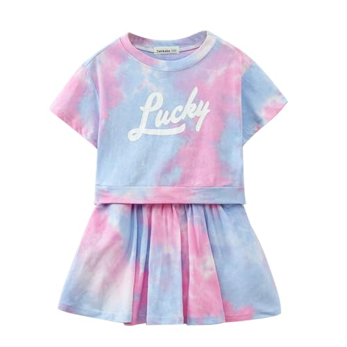 Tilozs Mädchen Trainingsanzug Kinder Jogginganzug Rundhals-Sweatshirt Schnelltrockend Sommer Freizeit Anzug, Rosa, 122-128(Herstellergröße:130) von Tilozs
