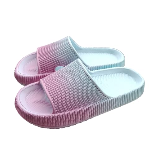 Tilozs Unisex Kinder Sommer Hausschuhe Jungen Mädchen Wolken Schlappen Eva Weiche Dicke Sohle Rutschfeste Schwimmbad Strand Badeschlappen, Hellblau und Rosa, 32-33 EU von Tilozs