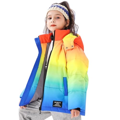 Tilozs Winterjacke Kinder Wintermantel Mädchen Verlaufsfarbe Parka Jungen mit Kapuze Dick Warm Steppjacke Outdoor Mantel Baumwolljacke Winddicht Jacke, Gelb, 134-140（Herstellergröße:140） von Tilozs