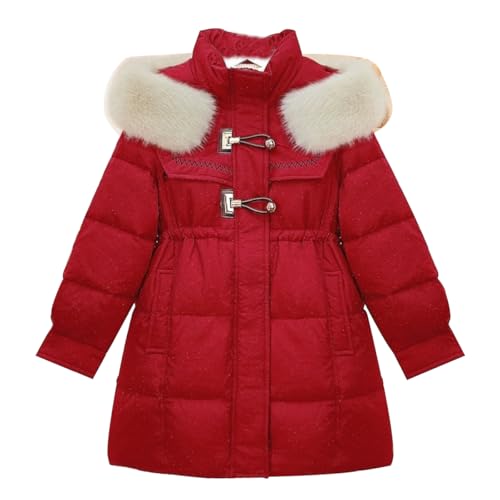Tilozs Winterjacke Mädchen Outdoor Winterparka Winter Warm Verdickte Steppjacke Langer Kindermantel Daunenmantel mit Fellkapuze Kapuzenjacke, Rot, 158(Herstellergröße: 160) von Tilozs