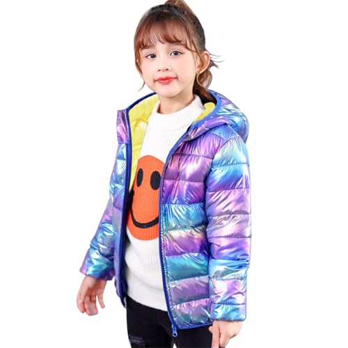 Tilozs Winterjacke Mädchen Winddicht Kapuzenjacke Daunenjacke Jungen Winterjacke Kinder Warm Wintermantel, Blendendes Lila, 128-134(Herstellergröße: 140) von Tilozs