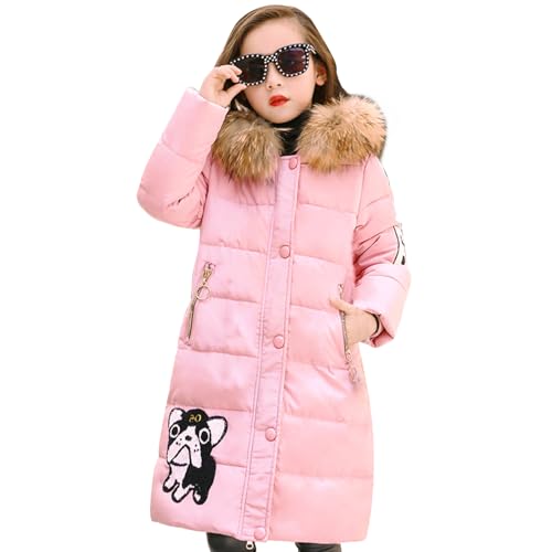 Tilozs Winterjacke Mädchen Wintermantel Warme Parka Stepp Mantel Länge Winter Jacke mit Fellkapuze Kinder Dicke Outdoorjacke, Rosa, 152-158(Herstellergröße: 160) von Tilozs