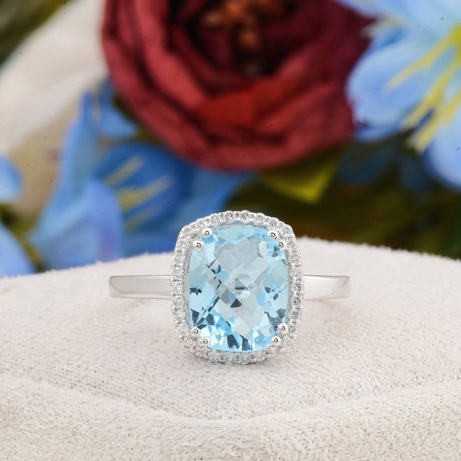 Blautopas Verlobungsring, Ovaler Ehering, Ring Für Frauen, Muttertagsgeschenk von TilyaJewelry