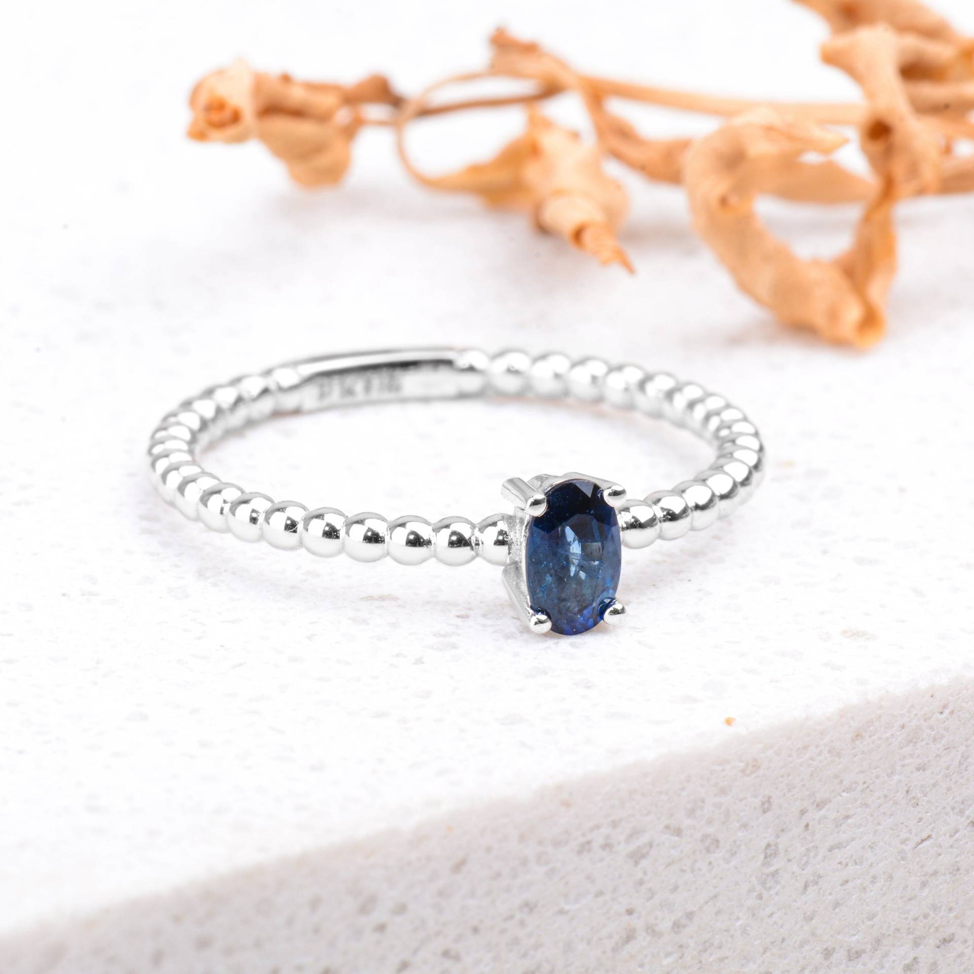 Echter Blauer Saphir Ring, Einzigartiger Natürlicher Jahrestag Geschenk von TilyaJewelry