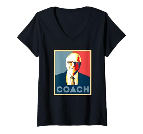 Damen Tim Walz Trainer Portrait Pop Art Retro Vintage T-Shirt mit V-Ausschnitt von Tim Walz Portrait Pop Art Retro Vintage