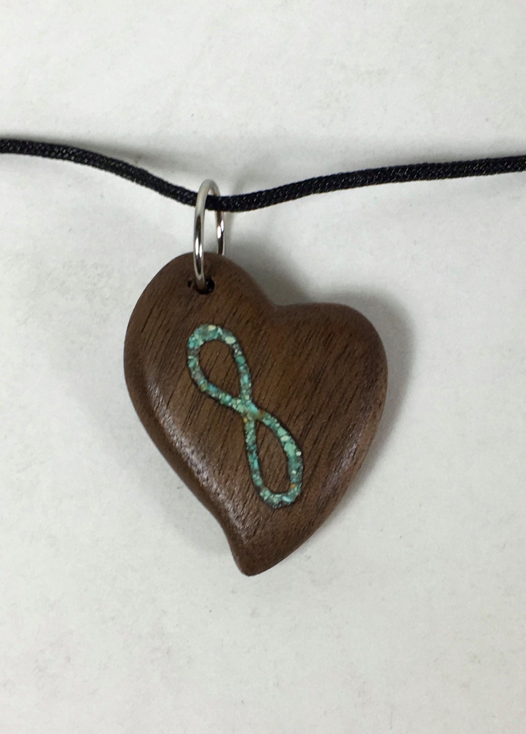 Personalisierte Herz Halskette, Handgemachte Holz Anhänger Mit Unendlichkeitssymbol, Unendliche Liebe, Türkis Inlay, Jahrestag Geschenk Für Sie Personalisierte Herz Halskette, Handgemachte Holz Anhänger Mit Unendlichkeitssymbol, Unendliche Liebe, Türkis Inlay, Jahrestag Geschenk Für Sie von TimKierstead