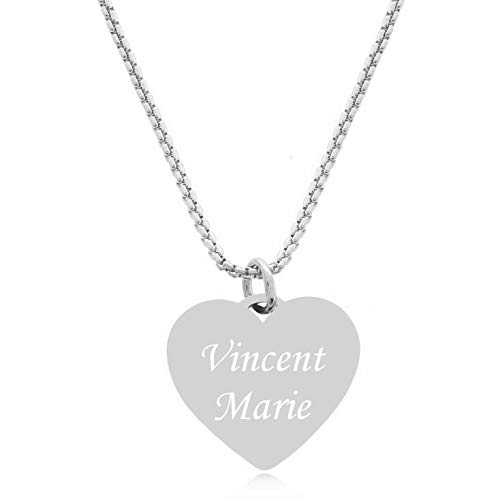 TIMANDO Damen Herzkette mit Gravur, Personalisierte Kette mit Herz Anhänger in silberfarben, Geschenk für Freundin Jahrestag von TIMANDO