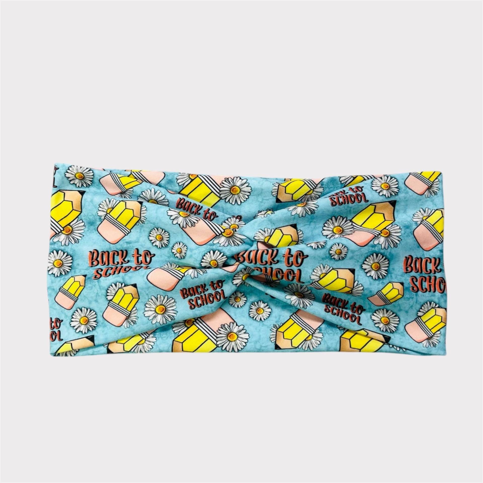 Bleistift Lehrer Stirnband, Floral Twist Turban Knoten Zurück Zu Schule Stirnband von TimasHeadbands