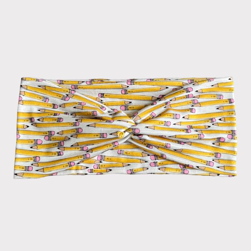 Bleistift Lehrer Stirnband, Twist Krawatte Turban Knoten Kinder Schule Stirnband von TimasHeadbands