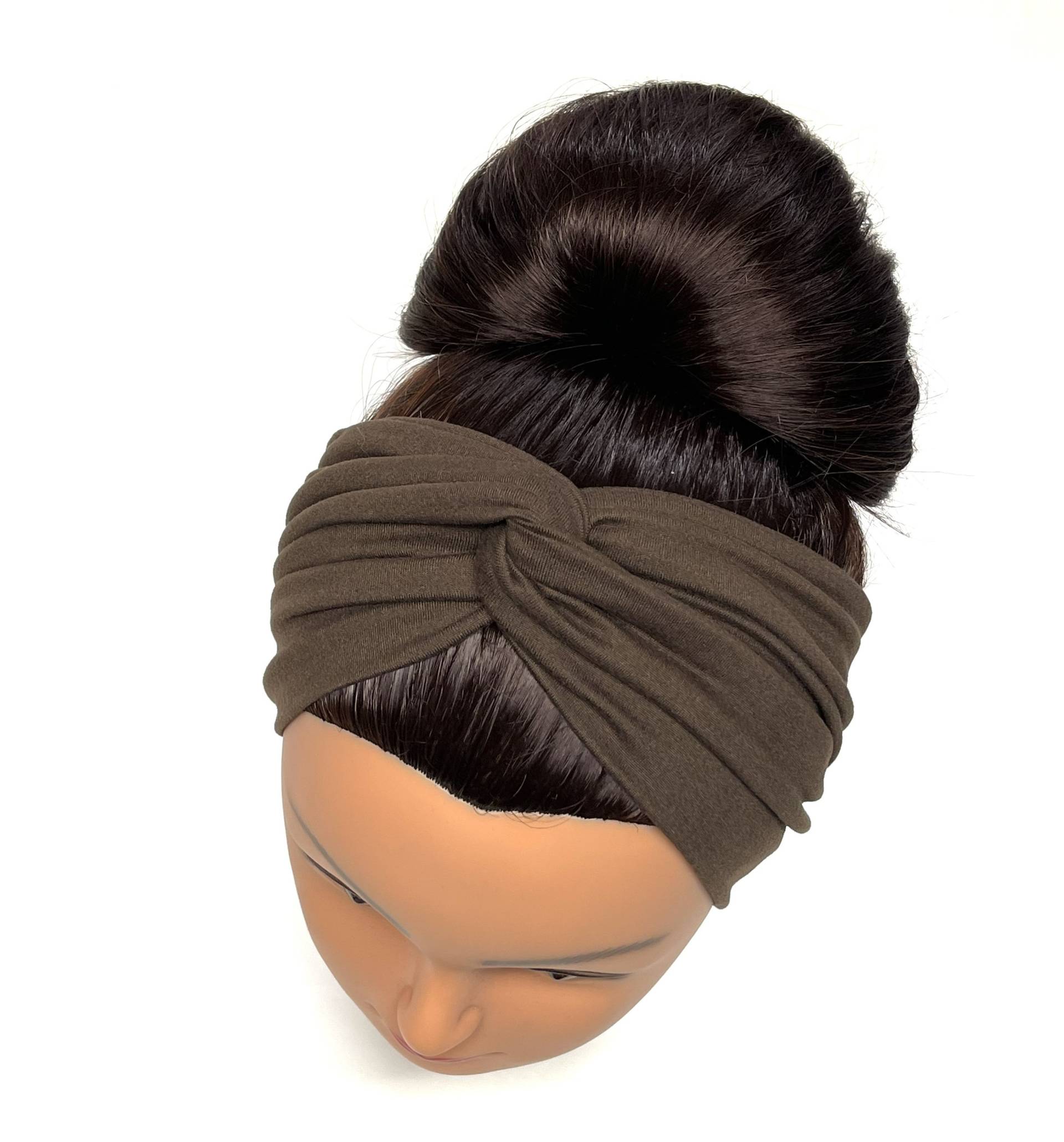 Braunes Turban-Stirnband, Krankenschwester-Stirnband, Knöpfe Stirnband, Extra Breites Stirnband von TimasHeadbands