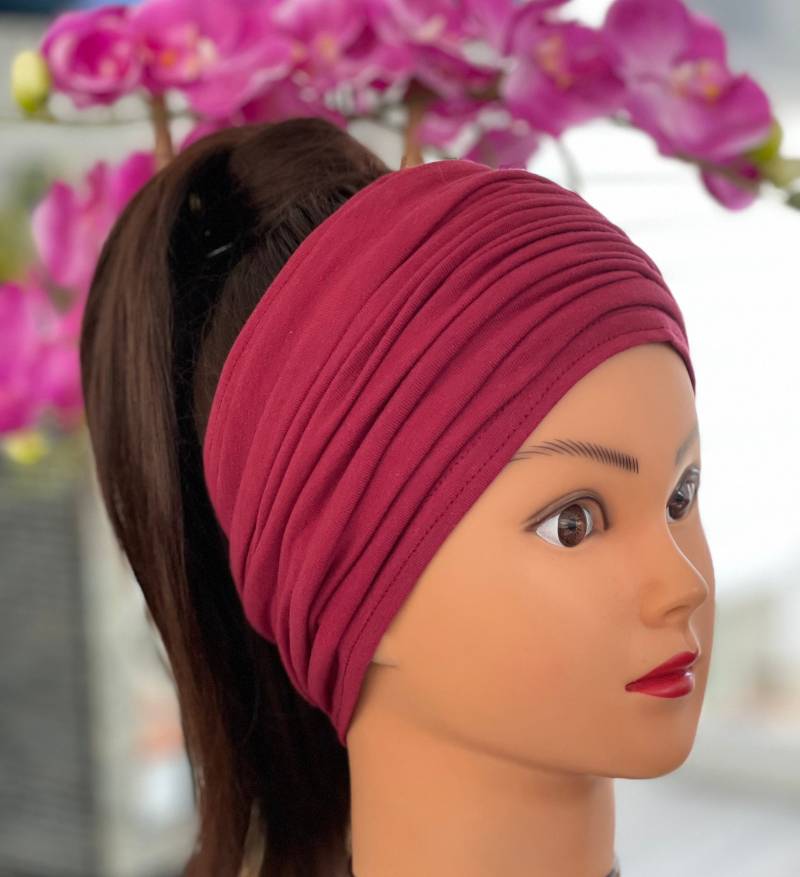 Burgunderfarbenes Scrunch-stirnband, Yoga-stirnband, Lauf-stirnband, Workout-stirnband, Damen-stirnband, Herren-stirnband von TimasHeadbands