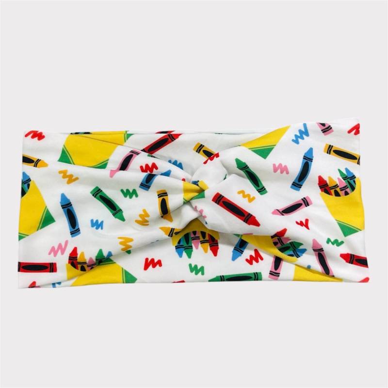 Crayon Stirnband, Lehrer Erwachsenen Kinder Schule Krawatte Knoten Zurück Zu Stirnband von TimasHeadbands