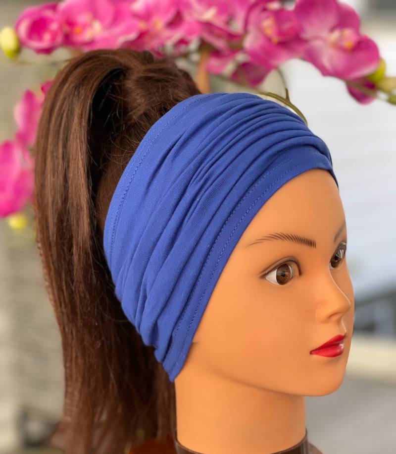 Royal Blau Scrunch Stirnband, Extra Breit Jersey Yoga Laufende Frauen Männer Stirnband Royal Blau Scrunch Stirnband, Extra Breit Jersey Yoga Laufende Frauen Männer Stirnband von TimasHeadbands