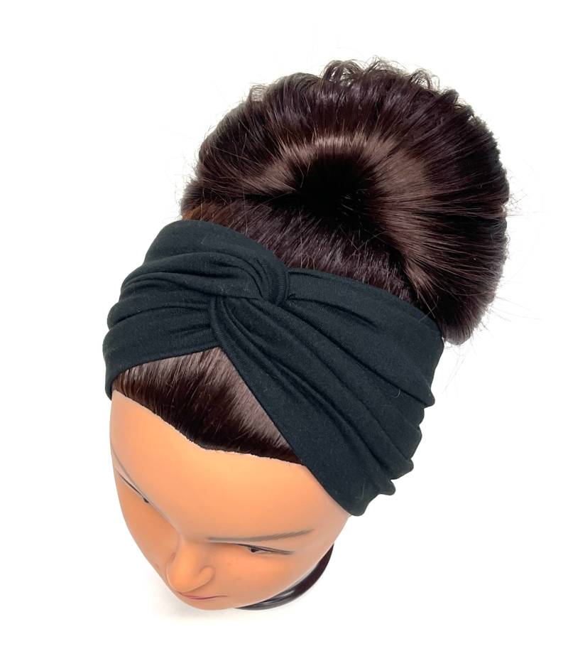 Schwarzes Turban-Stirnband, Krankenschwester-Stirnband, Knöpfe Stirnband, Extra Breites Stirnband Schwarzes Turban-Stirnband, Krankenschwester-Stirnband, Knöpfe Stirnband, Extra Breites Stirnband von TimasHeadbands