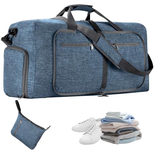 85L Reisetasche Groß, Faltbare Reisetasche wasserdichte Oxford-Gewebe Sporttasche Groß Weekender Herren Reise Tasche Faltbar für Camping Reisen Fitness (Blau) von Timasser