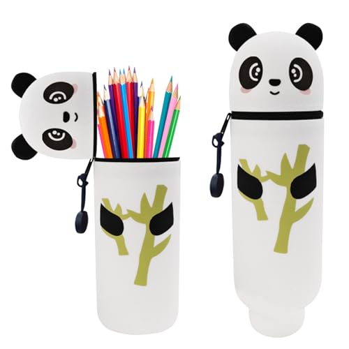 Stand Up Federmäppchen, 2-in-1 Silikon Federmäppchen Kawaii Federmäppche Weiche Silikontasche Mäppchen Tier Stifthalter Reißverschluss Stifte Mäppchen Für Mädchen Und Jungen (A) von Timasser