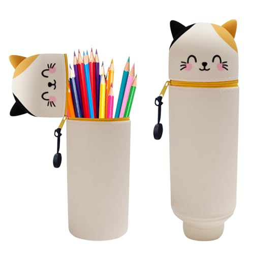 Stand Up Federmäppchen, 2-in-1 Silikon Federmäppchen Kawaii Federmäppche Weiche Silikontasche Mäppchen Tier Stifthalter Reißverschluss Stifte Mäppchen Für Mädchen Und Jungen (D) von Timasser