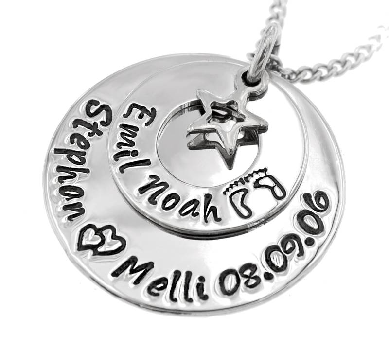 Namenskette Familienkette Halskette Mit Gravur, Personalisiertes Geschenk Für Damen Namenskette Familienkette Halskette Mit Gravur, Personalisiertes Geschenk Für Damen von TimbalinoBijoux