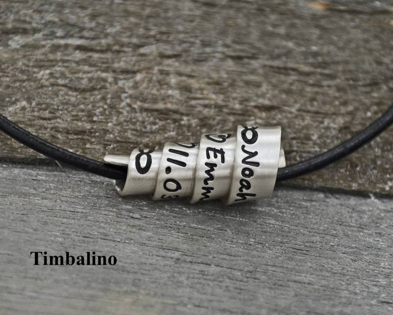 Personalisierte Halskette Für Männer Und Frauen Aus 925 Silber in Leder Handmade von TimbalinoBijoux