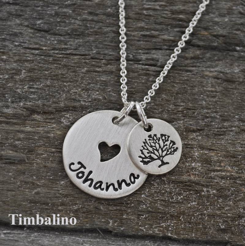Personalisierte Lebensbaum Halskette Mit Anhänger Aus 925 Silber, Baum Des Lebens Gravur Personalisierte Lebensbaum Halskette Mit Anhänger Aus 925 Silber, Baum Des Lebens Gravur von TimbalinoBijoux