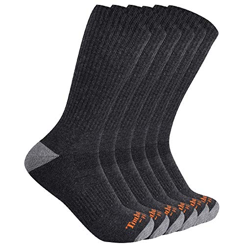 Timberland PRO Herren 6er-Pack Performance Crew Lässige Socken, Dunkelgrau meliert, Large von Timberland PRO