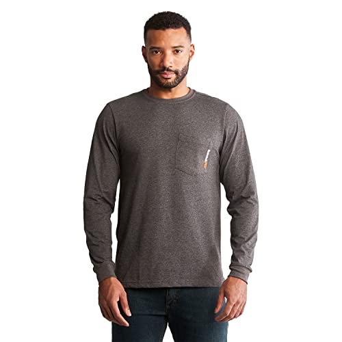 Timberland PRO Herren Base Plate Blended Long-Sleeve Arbeits-T-Shirt, Dunkelgrau meliert, Mittel von Timberland PRO