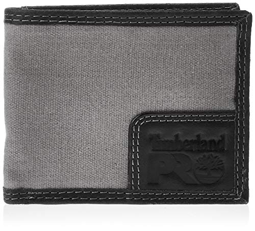 Timberland PRO Herren Canvas Leder RFID Billfold Brieftasche mit Rückseitigem Ausweisfenster Geldbörse, anthrazit, Einheitsgröße von Timberland PRO