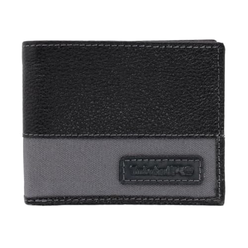 Timberland PRO Herren Passcase Wallet aus gefrästem Canvas und Leder, Schwarz von Timberland PRO